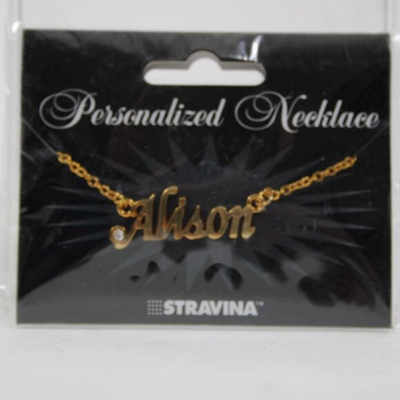 ALISON Name Goldtone Rhinestone Accent 14.5" w 4.5 Multi Ring Ext Necklace - Picture 1 of 12